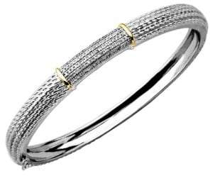 Lord & Taylor Diamond Accented Bangle in Sterling Silver with 14K Yellow Gold