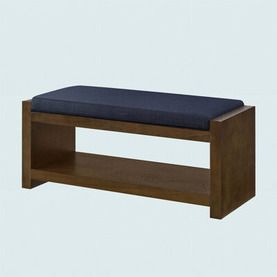40" Accent Bench With Lower Shelf Shoe Rack, Padded Seating Bench