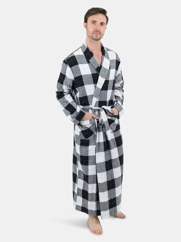 Men's  XL Robe Kleding Herenkleding Pyjamas & Badjassen Jurken New Never Worn With Tags 60s Belted Dressing Gown 1960s Black and White Plaid Robe 