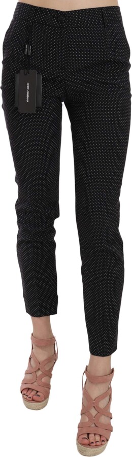 Dolce & Gabbana Polka Dot Slim Capri Trousers Tapered Women's Pants