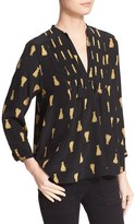 Thumbnail for your product : Sea Women's Animal Print Pintuck Pleat Silk Top