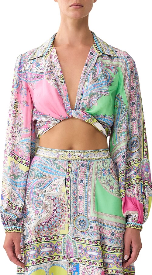 Camilla Cropped Wrap Silk Shirt