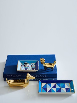 Jonathan Adler Sorrento Rectangle Porcelain Tray W/gold