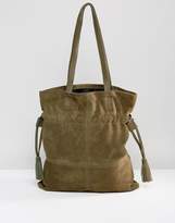 Thumbnail for your product : ASOS Suede Drawstring Shopper Bag