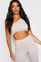 Thumbnail for your product : boohoo Ribbed One Shoulder Crop Top