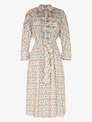 Horror Vacui Maxima Floral Print Cotton Midi Dress