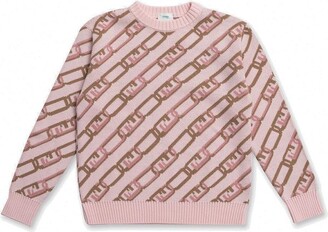 Fendi Kids Logo Embroidered Crewneck Sweater