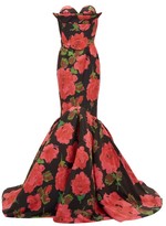 Thumbnail for your product : Richard Quinn Rose-print Mermaid-hem Satin Gown - Red Print
