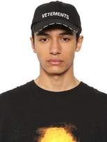 Thumbnail for your product : Vetements LOGO EMBROIDERED DISTRESSED BASEBALL CAP