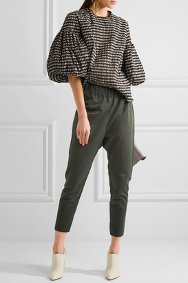 Marni Cropped Cotton And Linen Blend-twill Pants - Green
