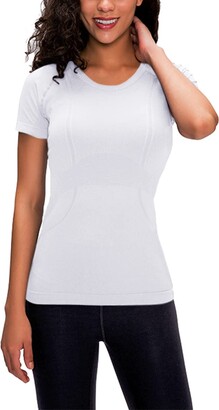Womens Short Sleeve Yoga Summer Clothes Shirt O Neck Sports T