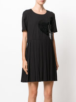Thumbnail for your product : Love Moschino logo patch pleated dress