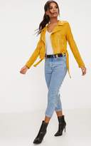 Thumbnail for your product : PrettyLittleThing Niki Tan Faux Suede Biker Jacket