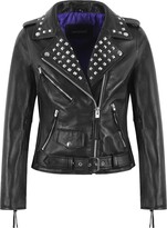 Carrie CH Hoxton BRANDO Damen Bikerlederjacke In Metallic Baby Pink - Echtleder Racer Jacke