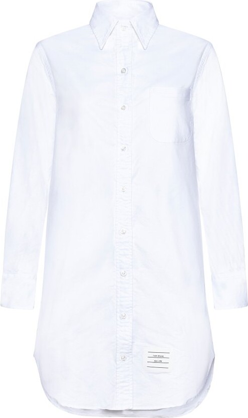 Thom Browne Crinkled Curved Hem Shirt Dress