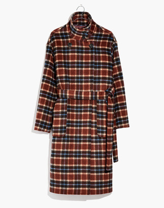 Madewell Plaid Long Belted Coat