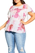 Thumbnail for your product : City Chic Sakura Floral Flutter Sleeve Blouse