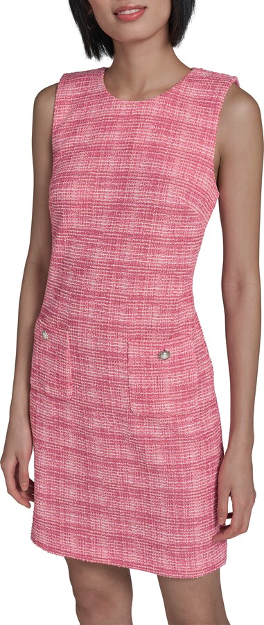 Karl Lagerfeld Paris Metallic Tweed Shift Minidress