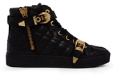 Thumbnail for your product : Bronx Black Leather High Top Sneakers with Gold Buckles