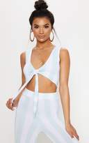 Thumbnail for your product : PrettyLittleThing Mint Tie Front Stripe Crop Top