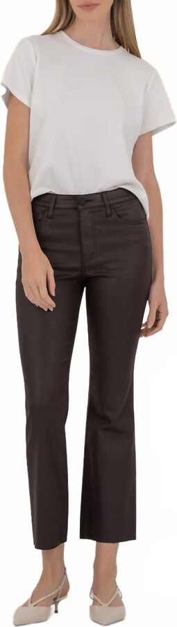 Kelsey Coated High Rise Ankle Flare Pant In Chocolate