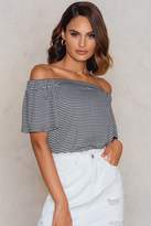 Thumbnail for your product : boohoo Gingham Bardot Top Black/White