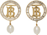 Thumbnail for your product : Burberry Gold TB Pearl Earrings