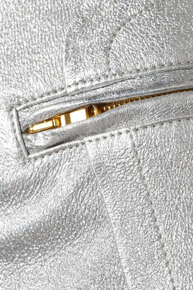 Sies Marjan Brin Zip-detailed Metallic Textured-leather Skinny Pants