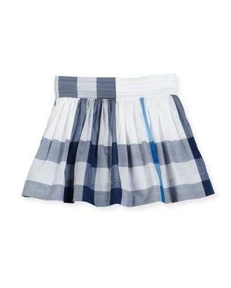 Burberry Hayley Smocked Check Mini Skirt, Blue, Size 4-14