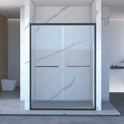 Impact Outdoor Aluminum Frame Double Sliding Shower DoorBypass Bathroom Sliding Door With Premium Clear Tempered Glass