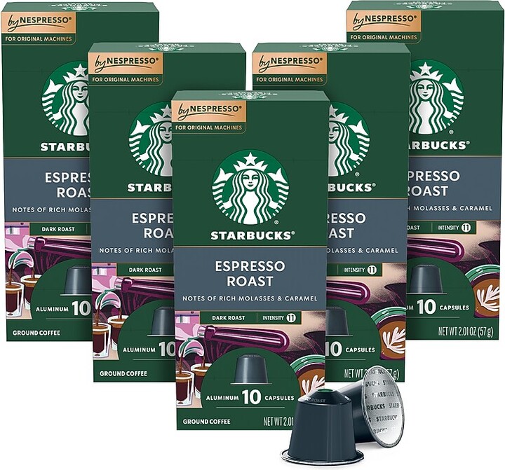 Starbucks Espresso Roast Coffee Nespresso Original Capsules, Dark Roast, 50/Box (109053)
