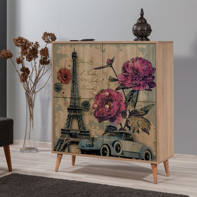 East Urban Home Bressler 4 - Door Square Accent Cabinet