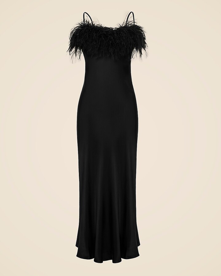 J.Crew SLEEPER Boheme slip dress with feathers