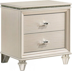 Hokku Designs Stylish Pearl White Nightstand With Two Spacious Drawers And Durable Acrylic Legs Perfect For Modern Bedrooms.