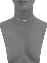 Thumbnail for your product : Fallon Rhodium-Plated Micro Pointed Crystal & Leather Choker
