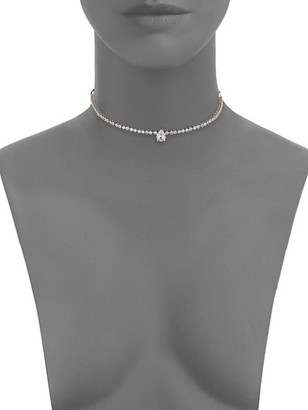 Fallon Rhodium-Plated Micro Pointed Crystal & Leather Choker