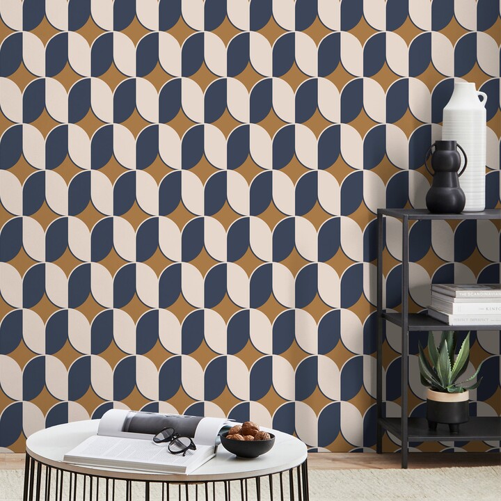 Dunelm Curve Geo Ochre Navy Wallpaper Navy ShopStyle Decor
