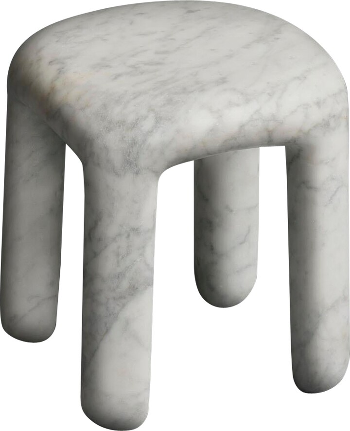 Ming Design Studio Contemporary Side Table In White Carrara Marble, Atlas Side Table
