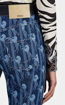 Thumbnail for your product : Chloé Women's Horse-Print Flared Jeans - Blue