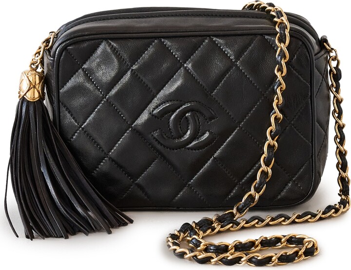 What Goes Around Comes Around Chanel Black Lambskin Diamond CC Camera Bag -  ShopStyle