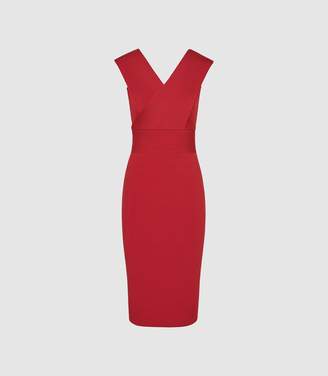 Reiss Salvia - Knitted Bodycon Dress in Red