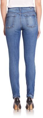 7 For All Mankind Ankle Skinny Distresed Jeans With Shadow Patches