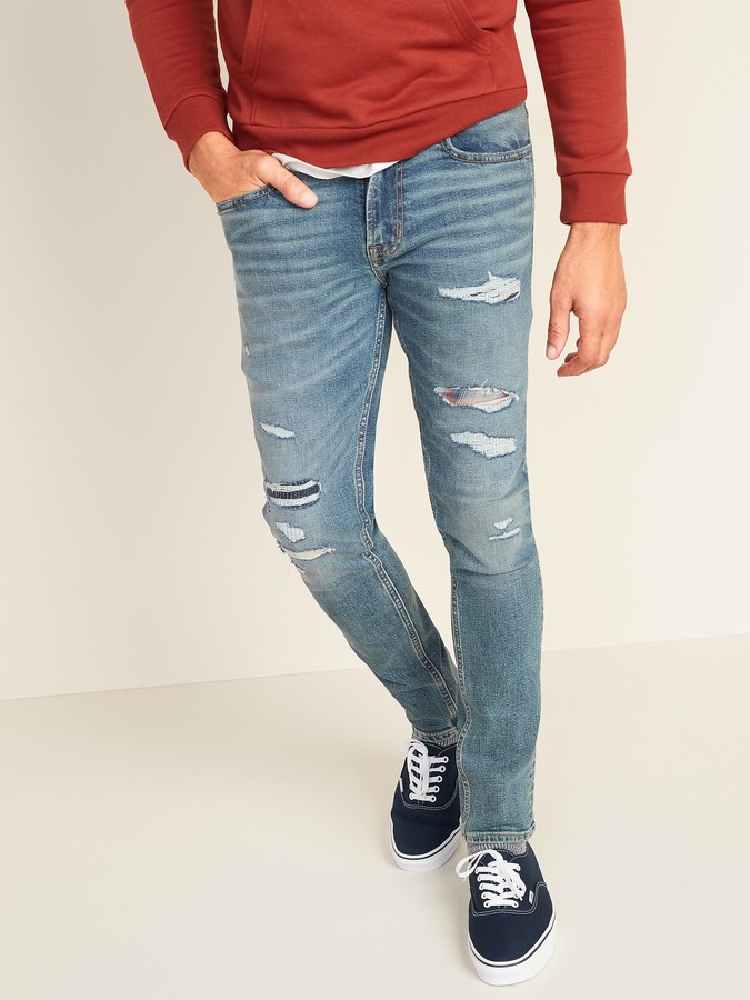mens frayed bottom jeans