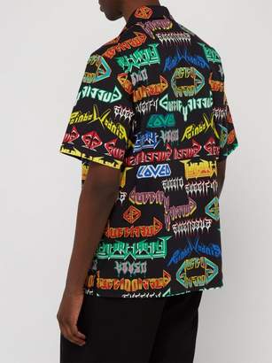 Gucci Metal-print Short-sleeved Cotton Shirt - Mens - Black Multi