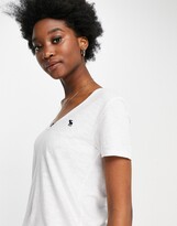 Thumbnail for your product : Abercrombie & Fitch v neck logo tee in white