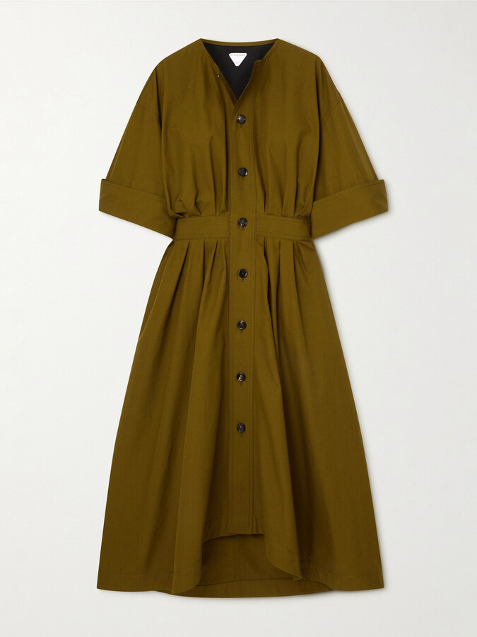 Bottega Veneta Fluid Suede Midi Dress With Metal Detail