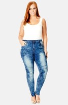 Thumbnail for your product : City Chic 'Apple' Stretch Skinny Moto Jeans (Light Denim) (Plus Size)