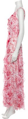 Costarellos Floral Print Long Dress w/ Tags Red