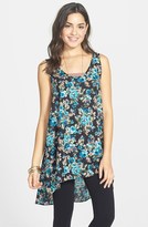 Thumbnail for your product : Painted Threads Floral Print Chiffon High/Low Tunic Tank (Juniors)