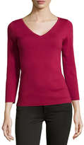 Thumbnail for your product : Michael Kors 3/4-Sleeve V-Neck Merino Wool Top, Rose